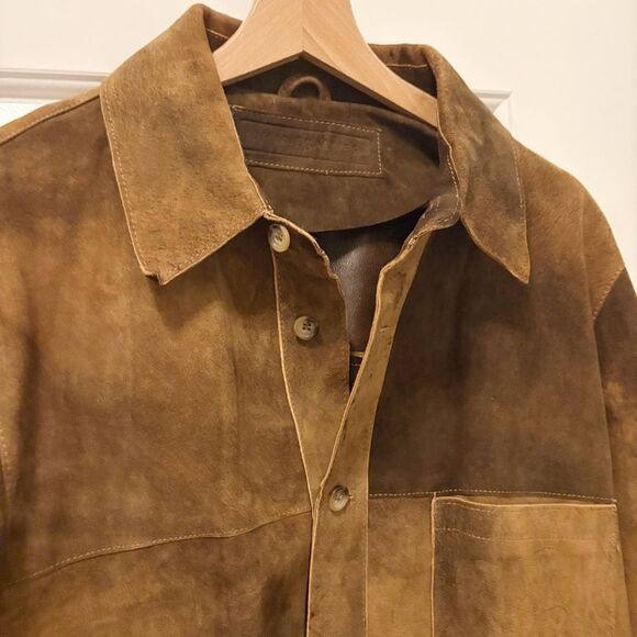 Jhanes Barnes Soft Leather Shirt Jacket Size 44 Brown Western Cowboy - Picture 3 of 7